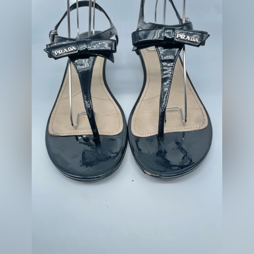 Prada Black Patent leather bow tie logo low heel wedge EU 40
Never worn. - Picture 4 of 12